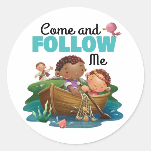 Kinder Bijbelververspagina Ronde Sticker (Voorkant)