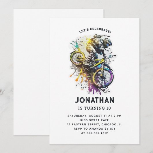 Kinder Bike BMX Party. Extreme avontuurverjaardag Kaart (Voorkant / Achterkant)
