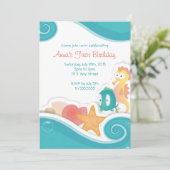 Kinder Birthday-partij in Seashore Kaart (Staand voorkant)