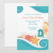 Kinder Birthday-partij in Seashore Kaart (Voorkant / Achterkant)