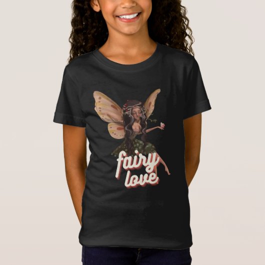 Kinder Black Fairy Love T-Shirt (Voorkant)
