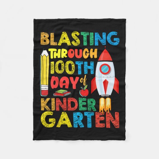 Kinder blasting door 100e dag van kleuterschool bo fleece deken (Voorkant)