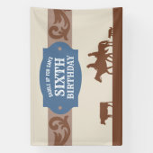 Kinder Blauw/Bruin Western Thema Verjaardagsfeest Spandoek (Verticaal)