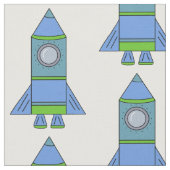 Kinder blauw en groen Rocket Space Pattern Stof (Close Up)
