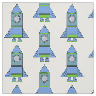 Kinder blauw en groen Rocket Space Pattern Stof
