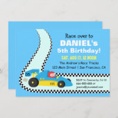 Kinder blauw-razenkar Birthday-feestdagen Kaart (Voorkant / Achterkant)