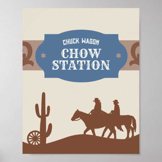 Kinder Blauw Western "Chuck wagon chow station" Te Poster (Voorkant)