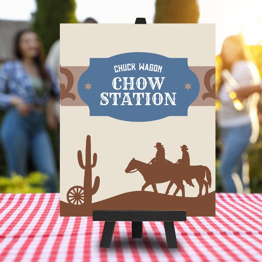 Kinder Blauw Western "Chuck wagon chow station" Te Poster