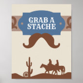 Kinder Blauw Western "Pak een stache" Party Favor Poster (Voorkant)