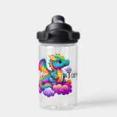 Kinder blauwe draak personaliseren waterfles (Achterkant)