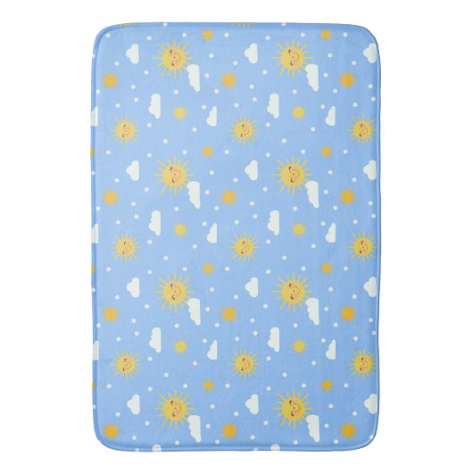 Kinder blauwe en gele zonnehemel badmat (Voorkant Verticaal)