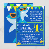 Kinder Blauwe Haai Fintastische Verjaardag Kaart (Voorkant / Achterkant)