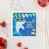 Kinder Blauwe Haai Fintastische Verjaardag Servet (Insitu)