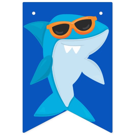 Kinder Blauwe Haai Fintastische Verjaardag Vlaggetjes (Eerste vlag)