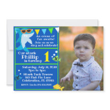 Kinder Blauwe Haai Fintastische Verjaardagsfoto