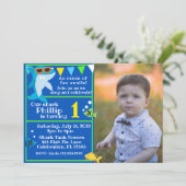 Kinder Blauwe Haai Fintastische Verjaardagsfoto Kaart (Staand voorkant)