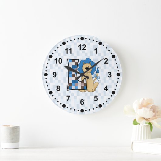 Kinder blauwe leng Mongoram Letter L Grote Klok (Huis)