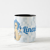 Kinder Blauwe Leon Monogram Big Letter L met naam Tweekleurige Koffiemok (Center)