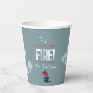 Kinder Blauwe Paintball Boys Cool Verjaardagsfeest Papieren Bekers