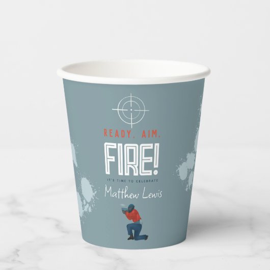 Kinder Blauwe Paintball Boys Cool Verjaardagsfeest Papieren Bekers (Voorkant)