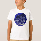 Kinder Blauwe Palmboom Custom Name Reunion Tshirt (Voorkant)