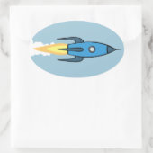 Kinder Blauwe Raketschip Buitenruimte Jongen Schat Ovale Sticker (Tas)