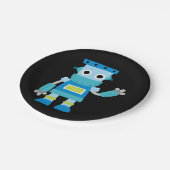 Kinder blauwe robot papieren bordje (Gekanteld)