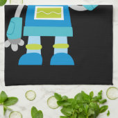 Kinder blauwe robot theedoek (Gevouwen)