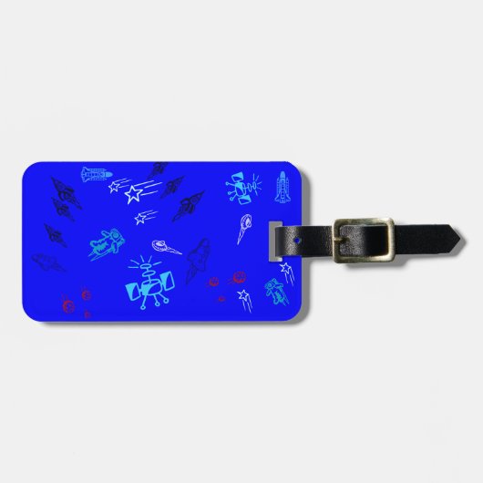 Kinder blauwe ruimte bagagelabel (Voorkant horizontaal)