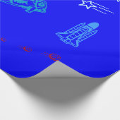 Kinder blauwe ruimte cadeaupapier (Hoek)