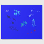 Kinder blauwe ruimte cadeaupapier (Vlak)