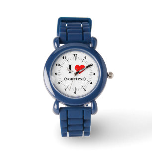Kinder Blauwe Siliconenband - Custom I Heart Horloge