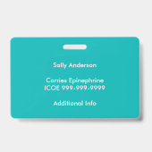 Kinder Blauwgroen Hallo Mijn naam is allergisch vo Badge (Back)