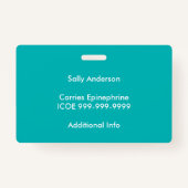 Kinder Blauwgroen Hallo Mijn naam is allergisch vo Badge (Achterkant)