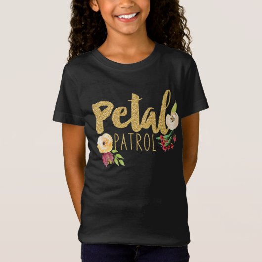 Kinder Bloemenmeisje Bridesmaid Petal Patrol T-shirt (Voorkant)