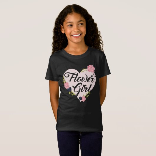 Kinder Bloemenmeisje Heart Bridesmaid Shirten Wedd T-shirt (Voorkant volledig)