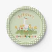 Kinder Bloemgroen Een Gekke Gans 1e Verjaardag Papieren Bordje (Voorkant)