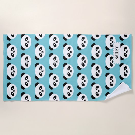 Kinder Blue Panda Beer Pattern Kawaii Personalizee Strandlaken (Voorkant)