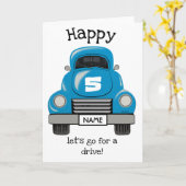 Kinder Blue Truck Persoonlijke naam, Birthday-kaar Kaart (Gele Bloem)