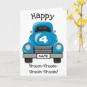 Kinder Blue Truck Persoonlijke naam, Birthday-kaar Kaart (Gele Bloem)