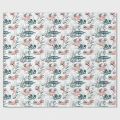 Kinder Blush Roze & Groene Onderwater Axolotl Teke Cadeaupapier (Vlak)