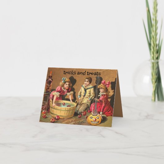 kinder bobbing voor appels Halloween Kaart (Voorkant)