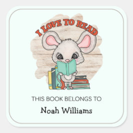 Kinder boekenkuis Gepersonaliseerde boekborden Vierkante Sticker