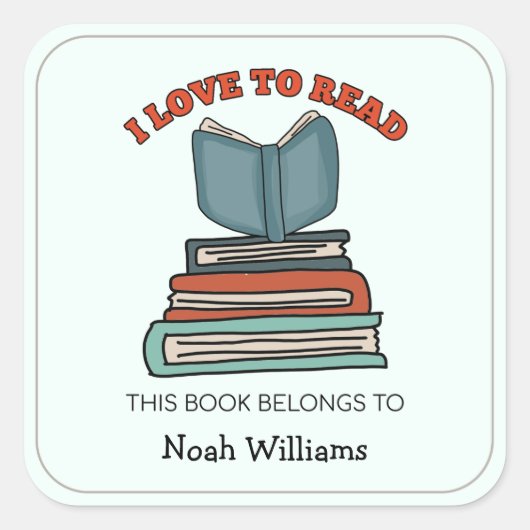 Kinder boekstapel Aangepaste boekborden Vierkante Sticker (Voorkant)