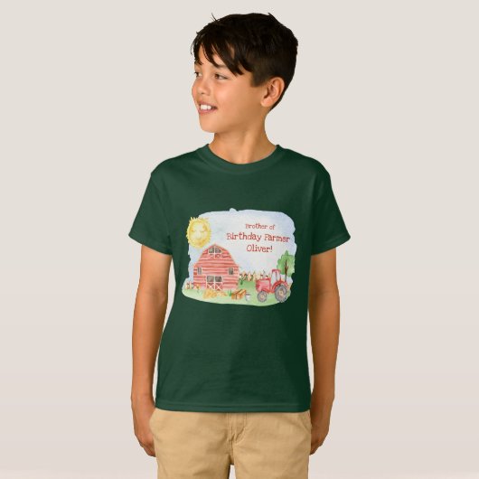 Kinder boer Birthday Party Matching Family Brother T-shirt (Voorkant volledig)