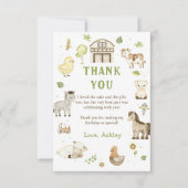 Kinder Boerderij Animal Theme Verjaardag Dank u ka Bedankkaart (Voorkant)