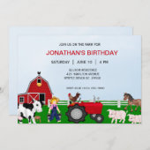 Kinder Boerderij Birthday Invitation Kaart (Voorkant / Achterkant)