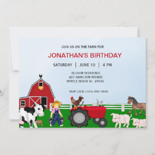 Kinder Boerderij Birthday Invitation Kaart