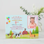 Kinder Boerderij Thema Verjaardagsfeestje Aangepas Kaart (Staand voorkant)