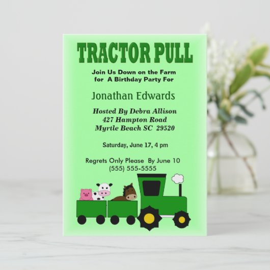 Kinder Boerderij thema Verjaardagsuitnodiging Kaart (Staand voorkant)